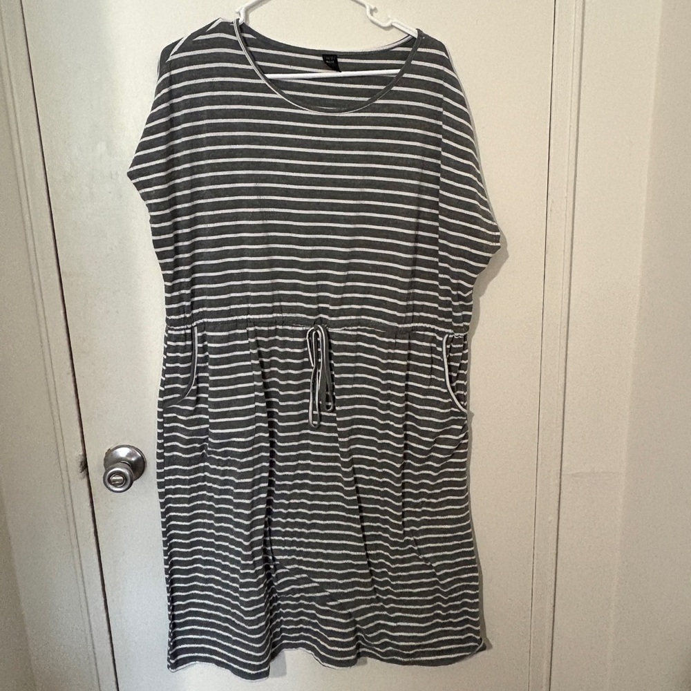 Striped Gray Casual Dress